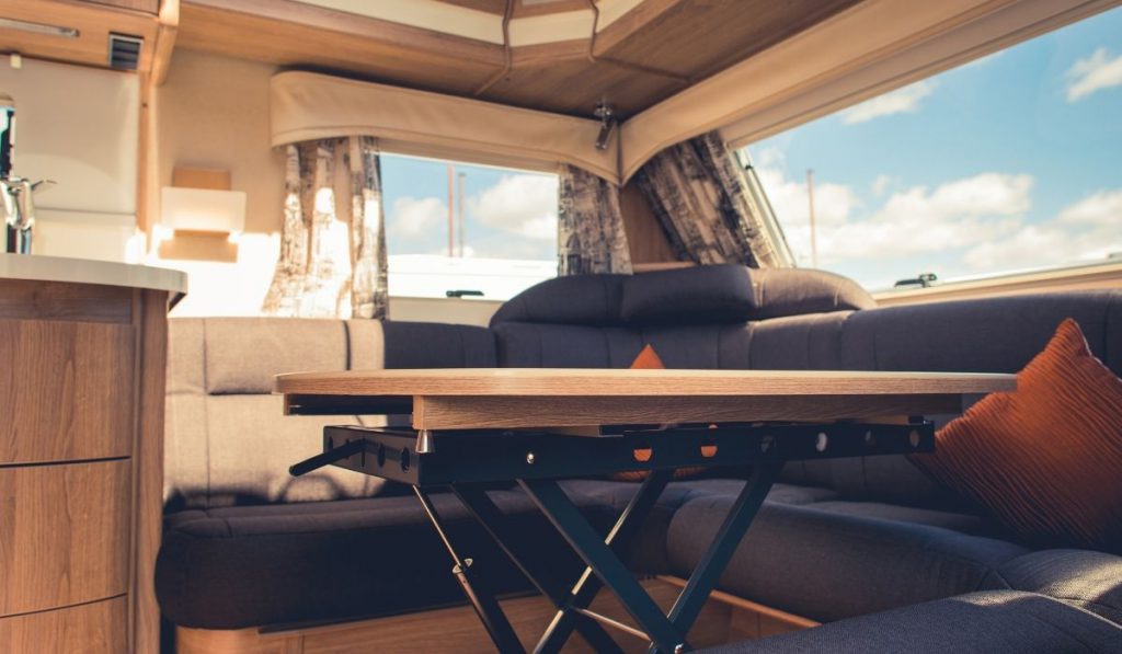 dining space inside the trailer