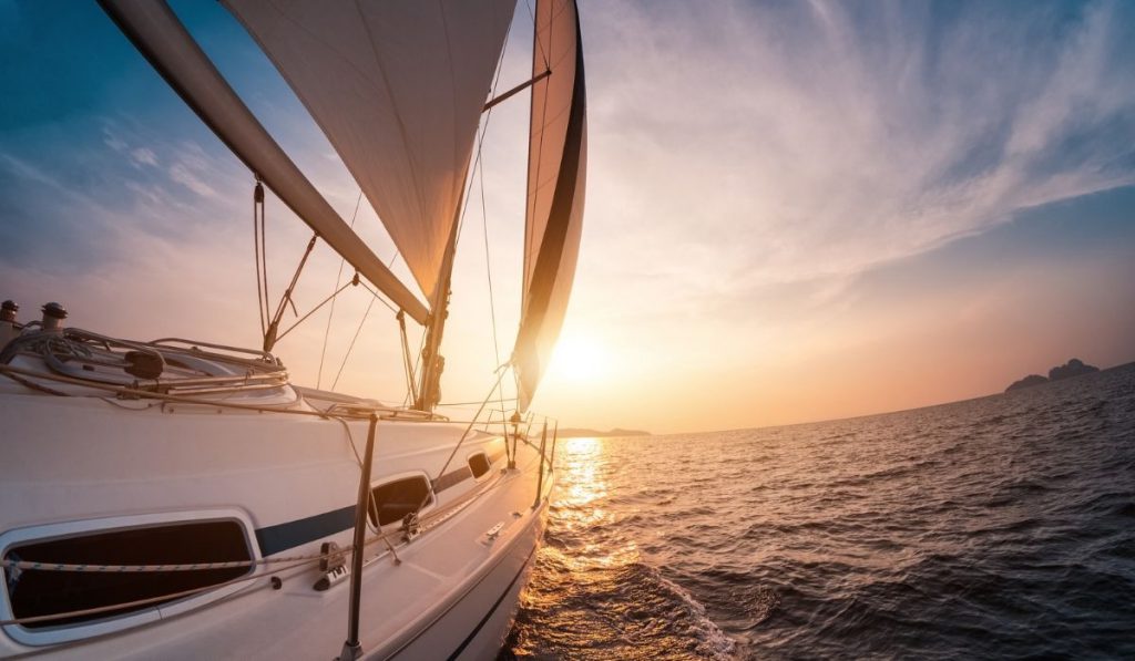 sailing boat at sunset